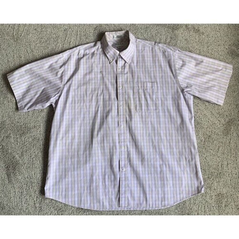 ENRO‎ Mens Short Sleeve Button Down Shirt XL Pastel Plaid Non Iron